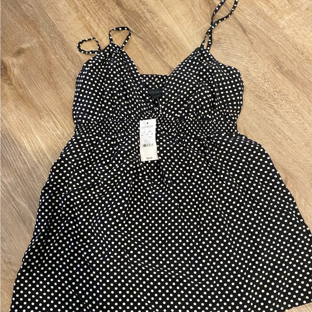 NWT - Express Black & White Polka Dot Tunic